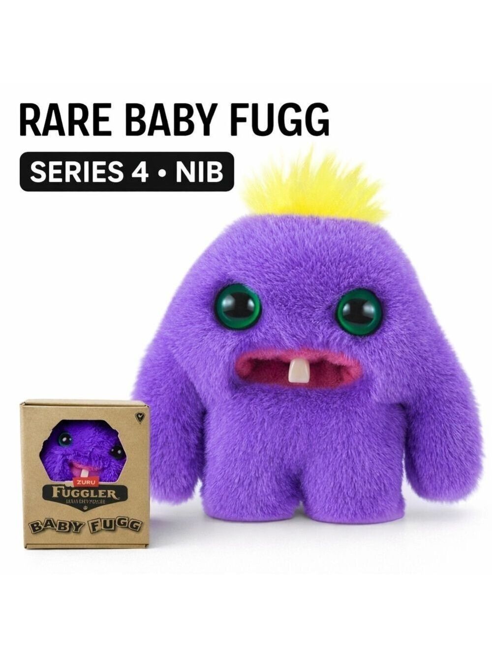 ZURU Fuggler Baby Fugg Series 4 Purple Rare Variant NIB Funny Ugly Monster Plush